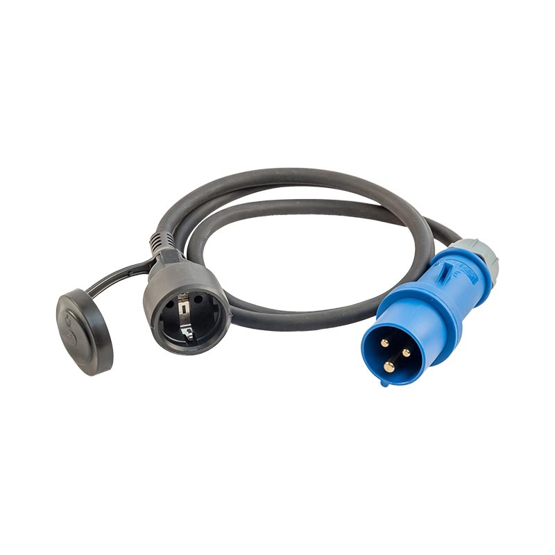 CEE-Adapterkabel, CEE-Stecker 3-pol. auf Schuko-Steckdose