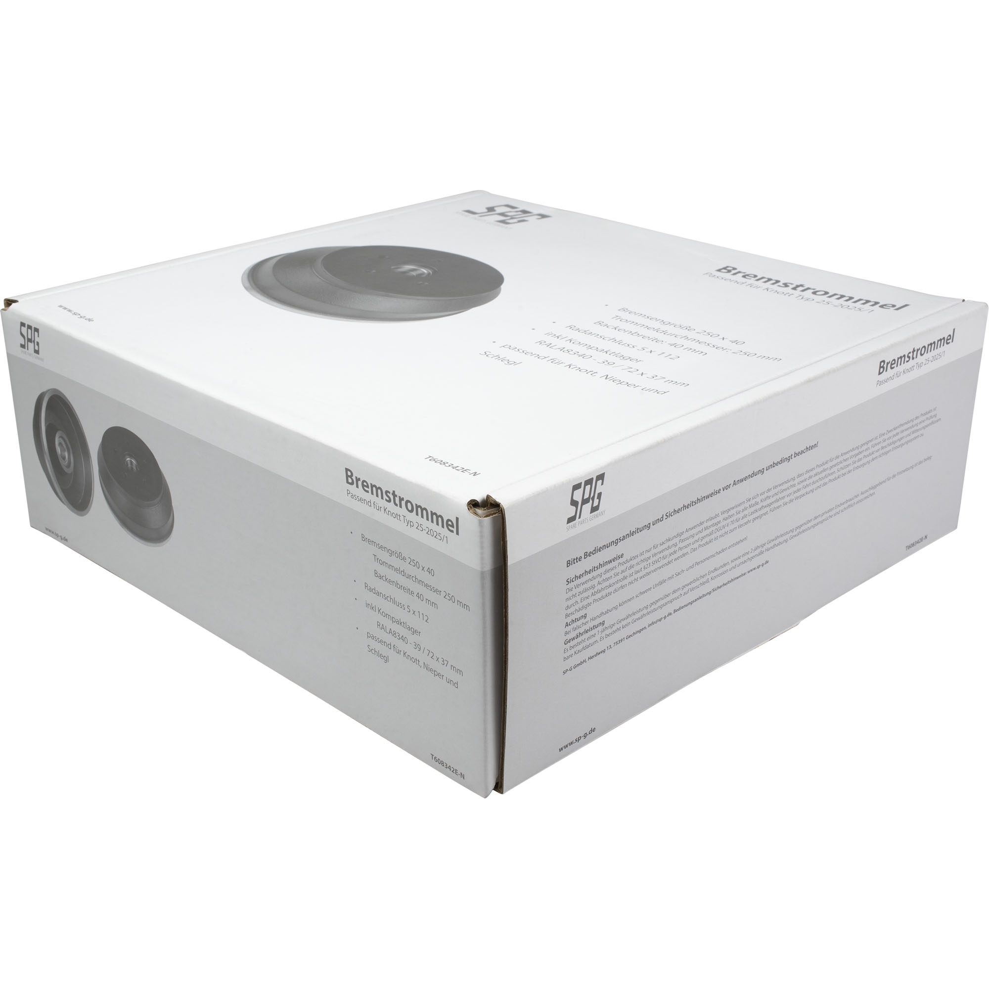 Bremstrommel für Knott 250x40, Kompaktlager, 5x112