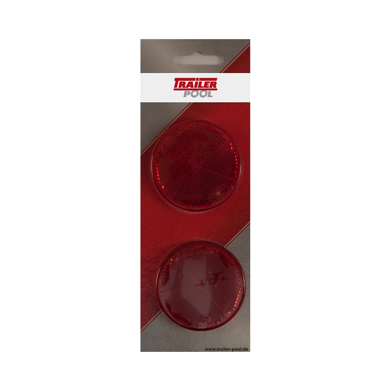 2 x Rückstrahler Ø 60 mm, rot, zum Kleben