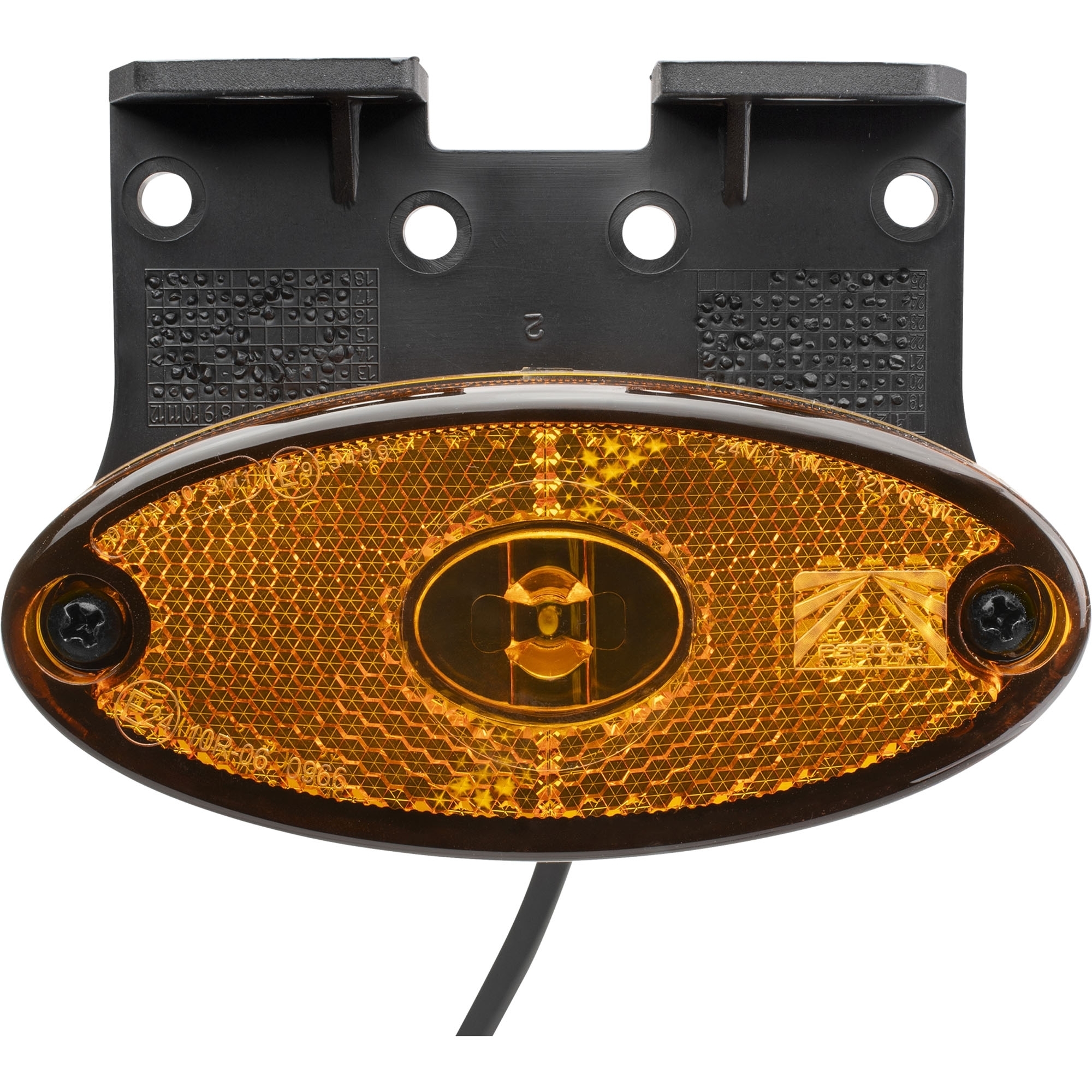 Seitenmarkierungsleuchte Aspöck Flatpoint 2 LED, gelb, DC-Kabel,Halter