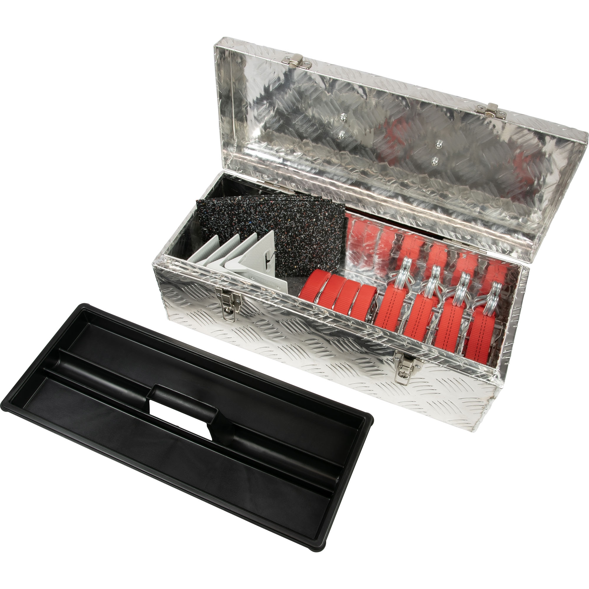Zurrgurt-Set in Aluminium-Staubox