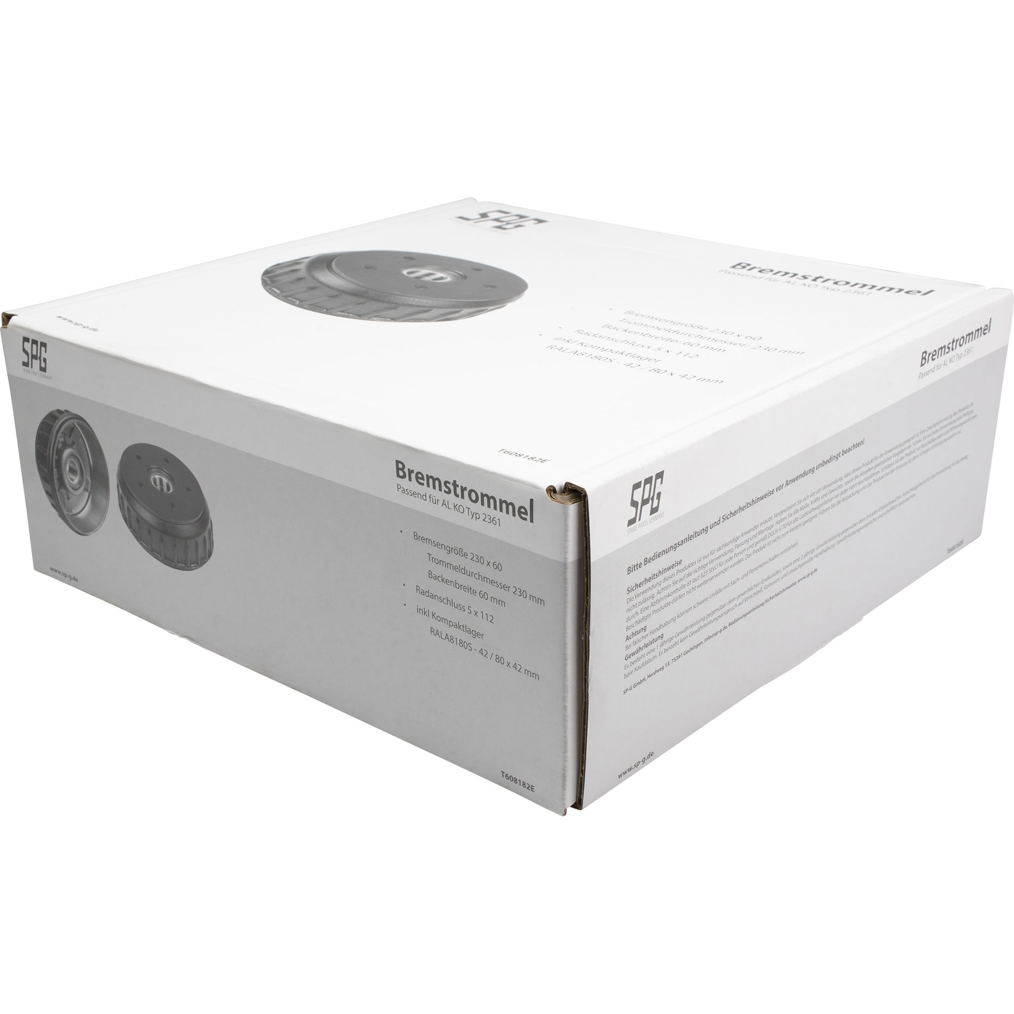 Bremstrommel für AL-KO 230x60, Kompaktlager, 5x112