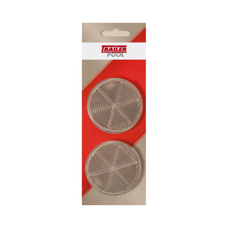 2 x Rückstrahler Ø 60 mm, weiß, zum Kleben