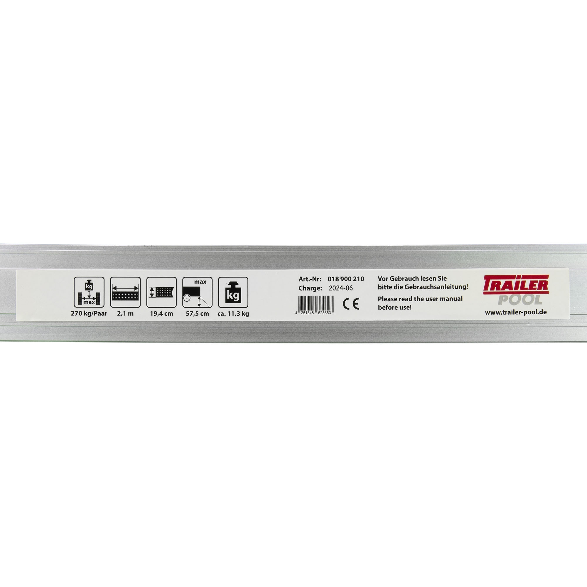 1 Paar Verladeschienen, ausziehbar, Alu, Länge 1220 - 2100 mm, 270 kg