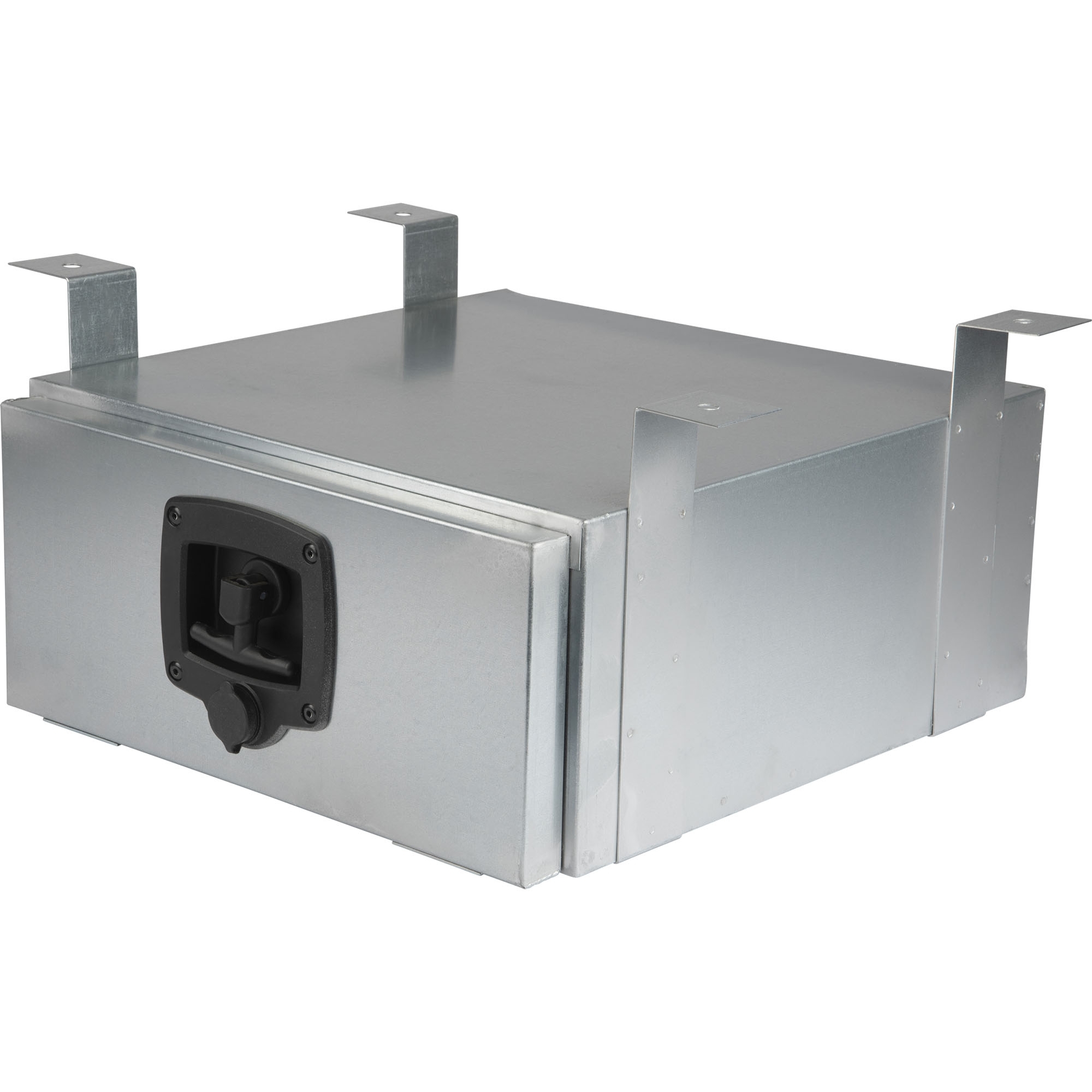 Staubox, verzinkt, mit Bügelhalter, B400 x T420 x H180 mm