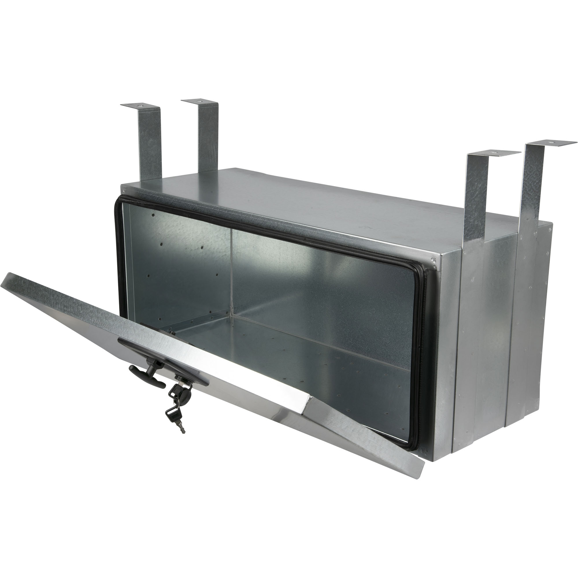 Staubox, verzinkt, mit Bügelhalter, B700 x T300 x H300 mm