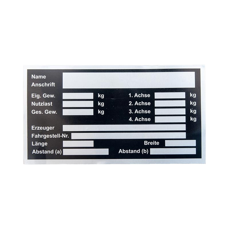 Typenschild, 120 x 65 mm, selbstklebend