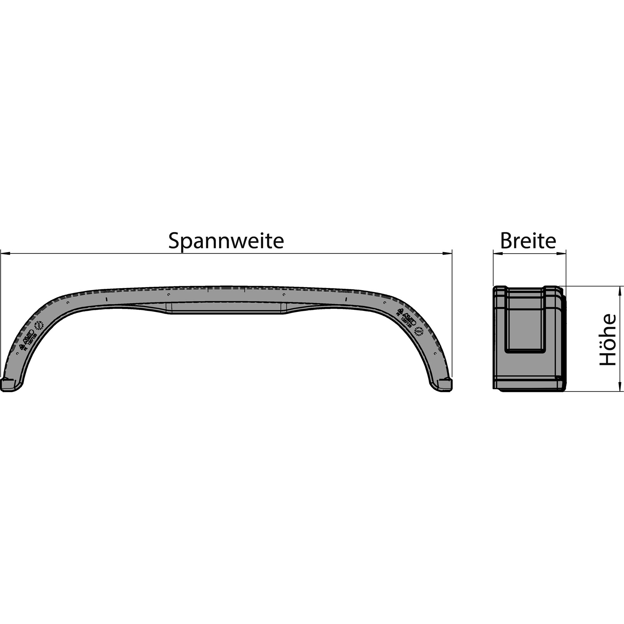 Tandem-Kotflügel AL-KO rund, Kunststoff, B 240 mm