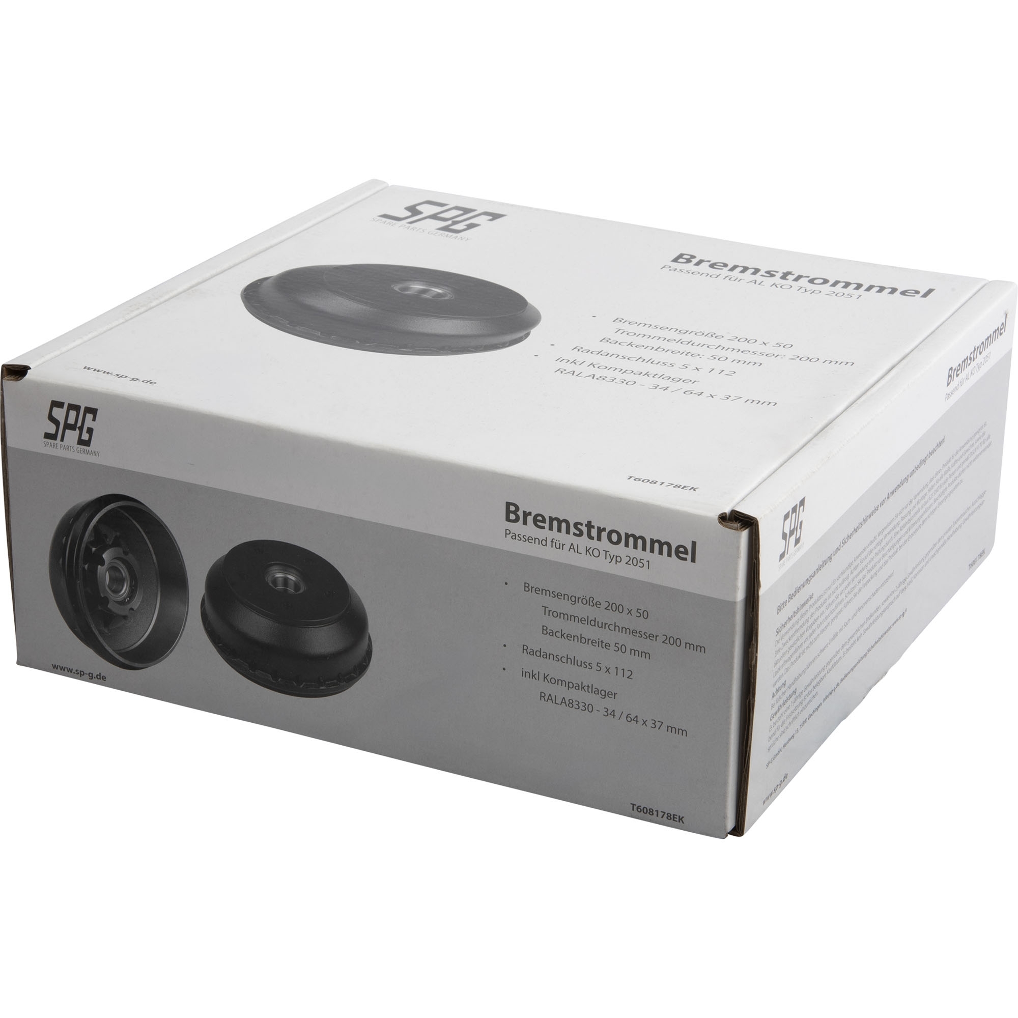 Bremstrommel für AL-KO 200x50, Kompaktlager, 5x112