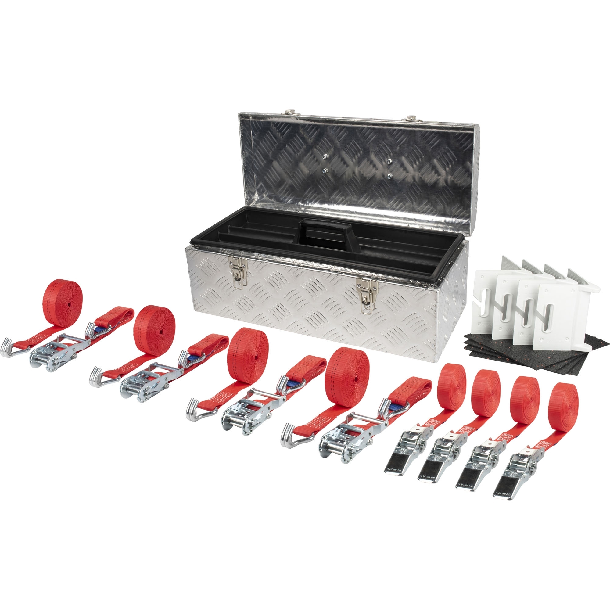 Zurrgurt-Set in Aluminium-Staubox