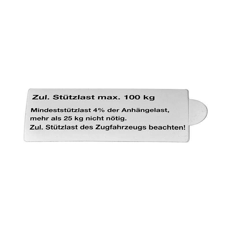 Stützlastaufkleber, Stützlast max. 100 kg