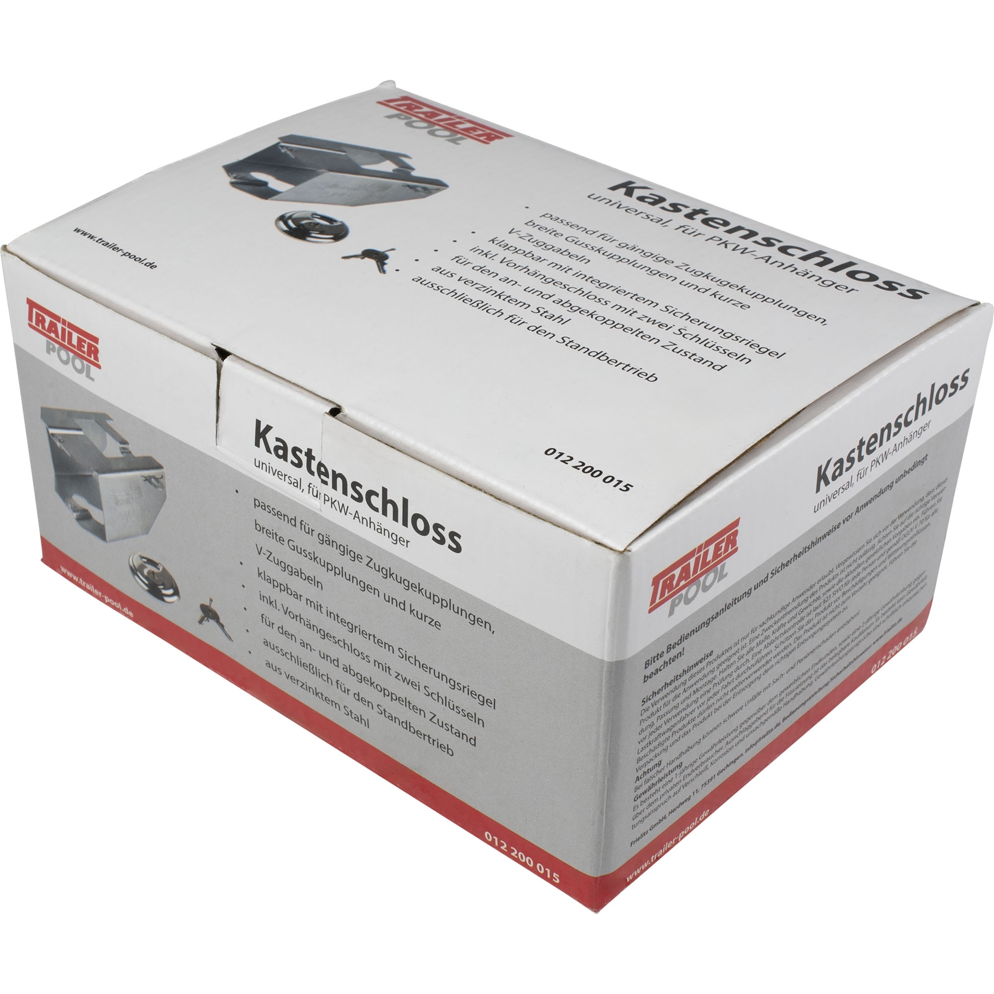 Kastenschloss, klappbar, mit integriertem Riegel